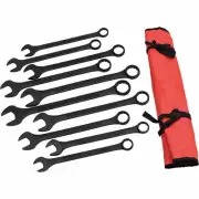 Pro 10pc Black Oxide Large Sized Combo Wrench Set Standard