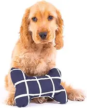 Mog & Bone Bone Shaped Soft Toy,, Navy Check