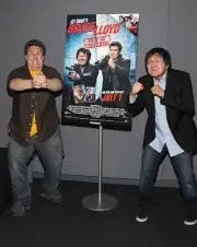 Actors Nate Torrence Masi Oka attend the "Get Smart" iTunes in-sto- Old Photo 10