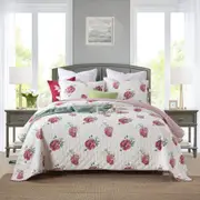 Quilted Bedspread /Coverlet Set for Double and Queen size Bed Flower D