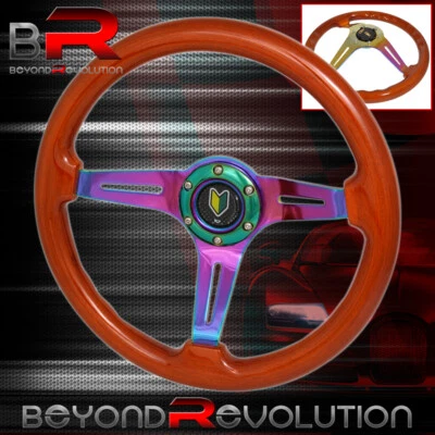 345mm Light Wood Neo Crm 6 Bolt Hole Light Weight Steering Wheel Wakaba Horn (for: Porsche)
