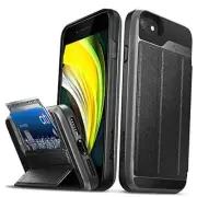 vCommute Wallet Case Compatible with Apple iPhone SE3 2022 / SE Space Black