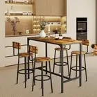 5PCS Bar Table Set 4 Stools Chairs Kitchen Dining Breakfast Home Bistro Cafe Cof