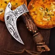 Multipurpose Viking Pizza Cutter Axe Viking Butcher Axe Handmade With Sheath AU