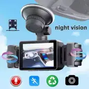 1080P HD Car Dash Camera Video DVR Recorder Front Inside Rear Night Vision Cam