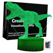 Aolalow 3D Illusion Dinosaur Night Light - LED Table Lamp with Touch Sensor