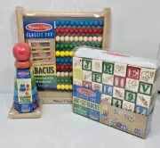 Melissa & Doug Classic Toy Bundle- Wooden Blocks / Rainbow Stacker / Abacus NEW!