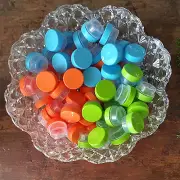 Tiny JARS orange blue green Screw Cap Lids Container 1 tsp USA 50 New Empty 1/4o