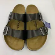 Birkenstock New w/ Box Arizona Vintage Wood Black Leather Narrow - Select Size