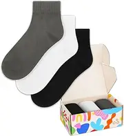 [ADVWIN] 3 Pairs Low Cut Ankle Socks, Solid Color Dress Sock Gift Box Set, Quarter Crew for Men and Women, Breathable Comfortable