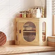 TQVAI Bread Box for Kitchen Countertop Large Corner Bread Loaf Storage Container Double Layer Wooden Bread Boxes Bin Farmhouse Pantry Shelf with Acrylic Window, Original