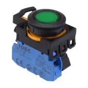 IDEC CW Series Green 24V illuminated Momentary Flush Push Button Switch 1NO IP65