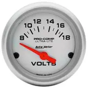 Autometer Ultra Lite Volt Meter Electric - 2 1/16 Inch, Short Sweep, 8 - 18V, AU4391