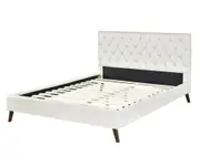 Andy Upholstered Platform Bed Frame White (King Single Double Queen King)