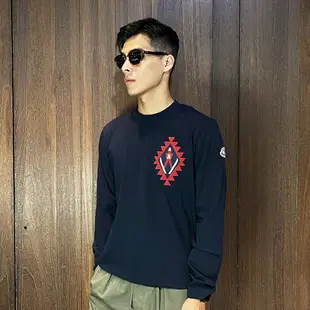 美國百分百【全新真品】MONCLER 長袖 棉質 休閒 T恤 上衣 logo T-shirt 長薄T 深藍 CK72