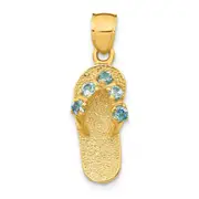 14k Yellow Gold 3D December/CZ Birthstone Flip Flop Pendant