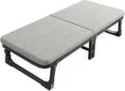Folding Camping Bed w/Mattress & Steel Tube Portable Adult Rollaway Bed Cot Heavy Duty Outdoor Foldable Guest Bed for Home Office Nap