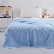 Heavyoff Bamboo Fibre Cooling Blanket, Self-Cooling Summer Blanket with Q-Max 0.43 Cooling Fibres Made of Natural Bamboo Bedspread Soft Blanket for Children and Adults, Blue, 150 x 200 cm