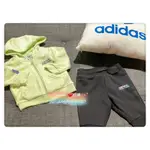 LINDA❤️代購 ⚠️ ADIDAS 愛迪達 童裝 連帽 外套 綠色 帽T 長袖 上衣 綠長褲 套裝HE6913