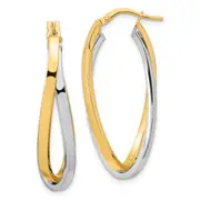 14K Two-Tone Two Tone Polished Oval Double Hoops
