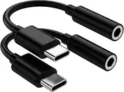 Spendeal USB C to 3.5mm Audio Adapter Type C to Headphone Aux Jack Dongle 16bit/48kHz HiFi DAC Cable Cord Compatible with iPhone 16 Pro (Max)/16 Plus, iPad, Galaxy S23 Ultra, Pixel 7 (Black)
