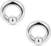 [Ftovosyo] PA Ring Captive Bead Rings Spring Action BCR Ball Rings 00G 0G 2G 4G 6G 8G 10G 316L Surgical Steel Pierced Body Jewelry for Women 2PCS 12-19mm