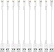 Short Lighting Cable,FEEL2NICE 10 Pack 7-Inch iPhone Cord Data Sync USB Portable Fast Charger for iPhone X XS Max XR / 8/8 Plus / 7/7 Plus / 6/6 Plus / 5S / iPad/iPod, White