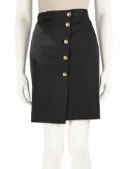Black CC Gold Button Detailed Mini Skirt