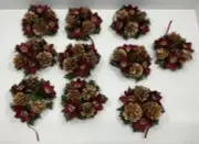10 Small Pinecone Christmas Tea Light Candle Wreaths
