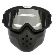 Windproof Shark Motorcycle Goggles Glasses Retro Motocross Motorbike Goggles Open Face Helmet For Shark Helmet Moto Oculos Glass BOF-40 Black Clear