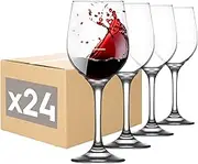 LAV 395ml Fame Wine Glasses with 150ml Fill Line - Clear - 24x Large Stemmed Red White Wine Glass Set | Bulk Christmas Wedding Birthday Party Drinking Glassware Goblets | Dishwasher Safe