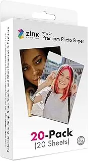 [Zink] 2"x3" Premium Instant Photo Paper (20 Pack) Compatible with Polaroid Snap, Snap Touch, Zip and Mint Cameras and Printers