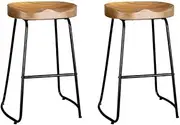 Artiss Bar Stools Stool Set of 2 Kitchen Counter Barstools Dining Chair Chairs Vintage Industrial Style Natural in 65cm Seat Height Floor for Home Bar Dining Room Cafe Outdoor Indoor