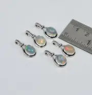 WHOLESALE 5PC 925 SOLID STERLING SILVER NATURAL ETHIOPIAN OPAL PENDANT LOT O k91