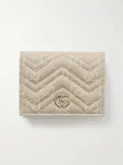 [Gucci] Gucci - Gg Marmont Quilted Canvas-jacquard And Leather Wallet - Cream - One size One size Cream