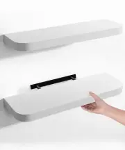 White Floating Shelves for Wall, 24 Inch Wall Mounted Wood Shelf Set of 2, Moder