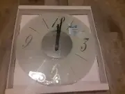 NeXtime Wall Clock, 15"W x 15"H Frosted Glass with silver numbers