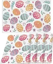 Nepnuser Linen Happy Easter Placemats Set of 4 Spring Easter Egg Place Mats for Home Kitchen Dining Table Decoration (12" x 18")