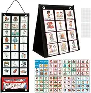 Visual Planner Chore Chart, Autism Daily Chore Routine Chart with 70 Cards Autism Learning Materials Kids Visual Behavioral Tool Wall Planner Visual Schedule Calendar Chart for Kids Boys Girls (black)