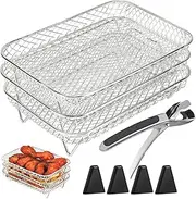 Air Fryer Basket | Air Fryer Tray,Kitchen Stainless Steel Grill Replacement Toaster Appliances Stackable Multi-Layer For Home Apartment