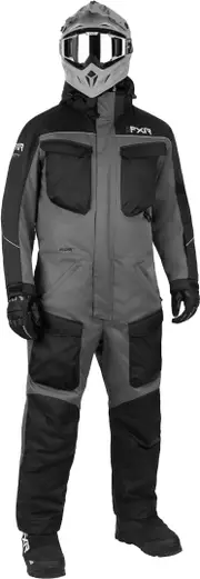 FXR Excursion 2025 1-piece Snowmobile Suit, black-grey, Size L for Men Black Grey