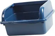 Qianly Open Top Pet Litter Tray Extra Large with High Sides Cat Litter Box Splashproof Nonstick Semi Enclosed Cat Toilet Sandbox, Large Blue