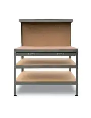 [Kartrite] 3-layer Steel Work Bench Garage Storage Table Tool Shelf Pegboard Drawer Silver