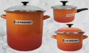 New Le Creuset Stockpot & Saucepan Cookware Set Enamel on Steel Flame in Box