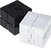 2 Packs Infinity Cube Fidget Toys Fidget Blocks, Mini Infinity Cube Desk Toy Stress Relief Toys, Cube Antsy Lab ADHD Desk Toy for Kids and Adults, Black and White Sensory Toys for Autistic Children