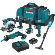 18V Drill and Impact Driver Circular and Recipro Saw Vacuum Light Combo Kit 6pcs