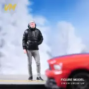 Resin 1/64 Diorama Car Scene Props Miniature Figure Black Down Jacket Man Doll