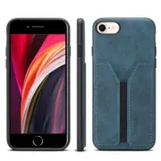 Denior For Apple iPhone SE 2022 Leather Case with Elastic Wallet Card Holder Slot Pocket Cover – Blue
