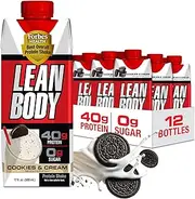 LABRADA NUTRITION - Lean Body RTD Whey Protein Shake, Convenient On-The-Go Meal Replacement Shake for Men & Women, 40 grams of Protein – Zero Sugar, Lactose & Gluten Free, Cookies & Cream (Pack of 12
