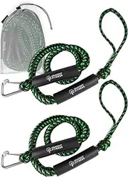Gradient Fitness Bungee Dock Line (4' - 2 Pack) | Marine Rope Boat Dock Lines Make Docking & Boarding Easy for Jetski, Kayak, Pontoon. Boat Accessories Stretch 4'-5.5'. Mooring Boat Rope Absorbs Shock